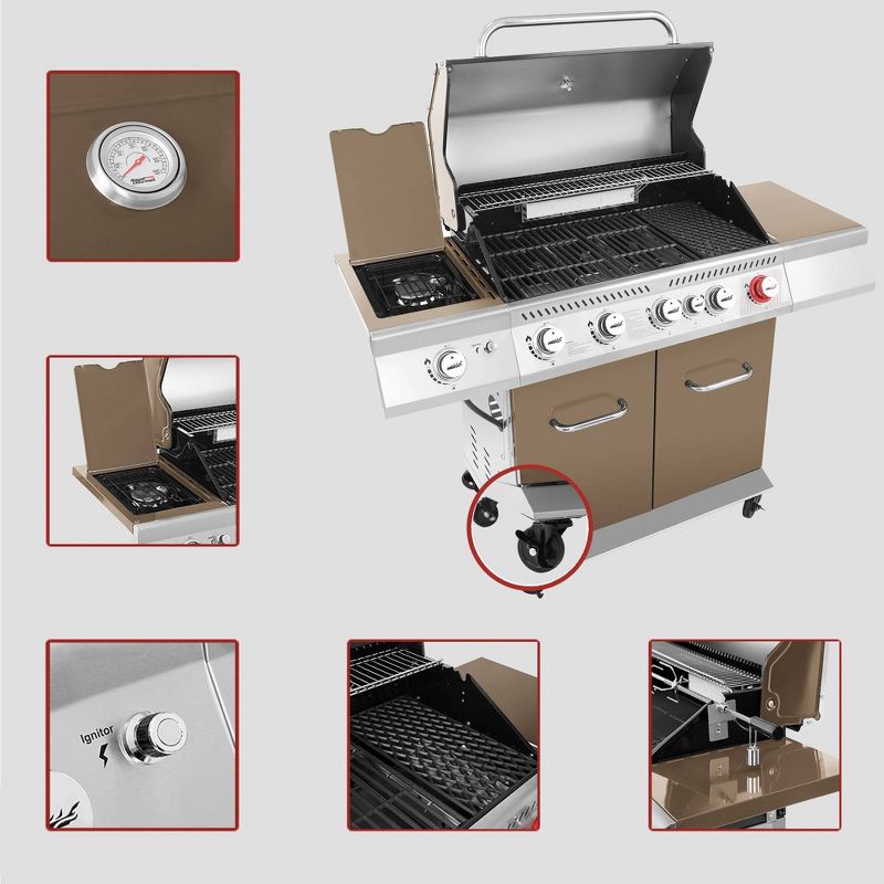 Royal Gourmet Deluxe 5-Burner Gas Grill GA5403C Brown