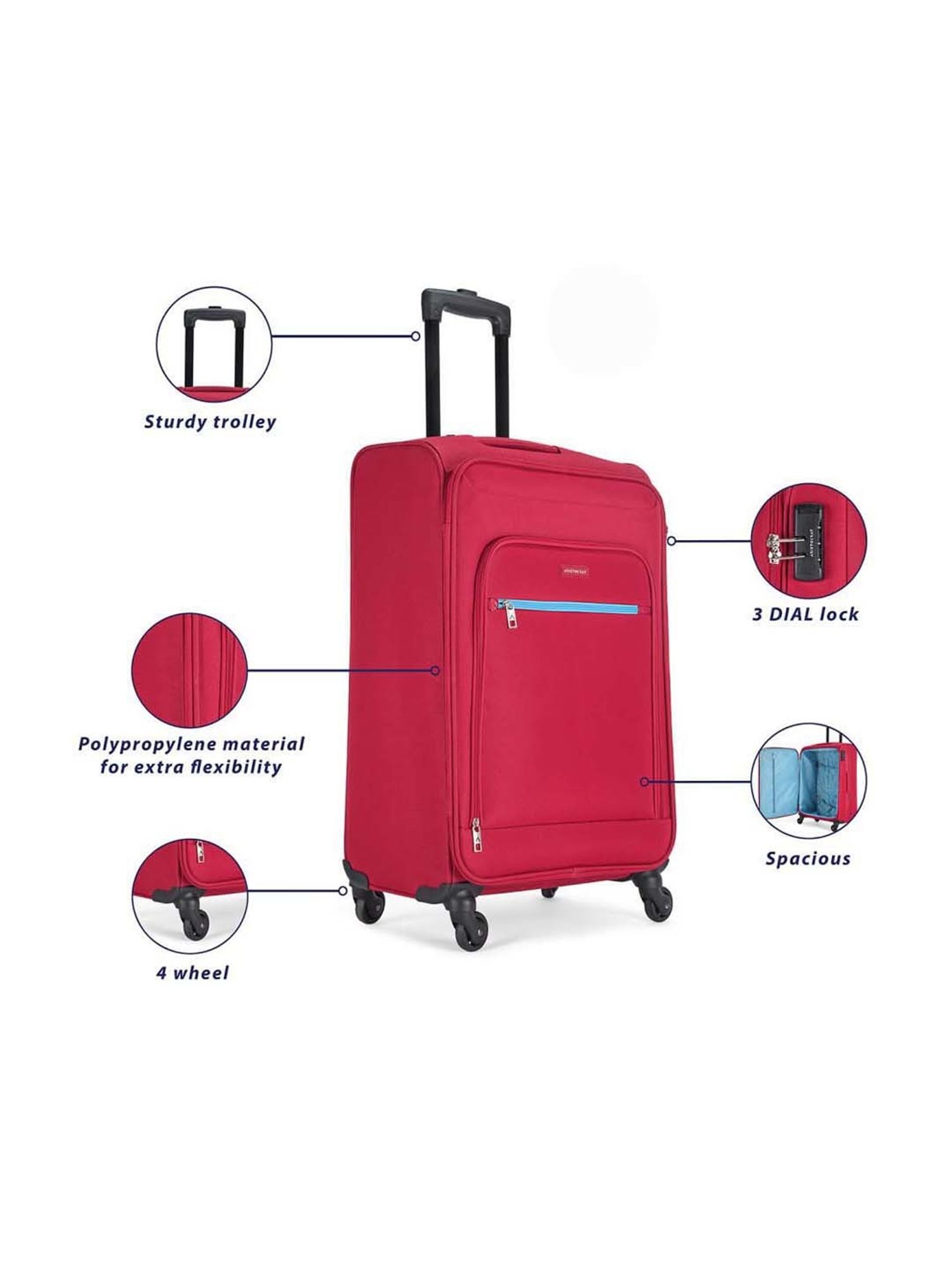 Aristocrat Red Large Soft Cabin Trolley - 78 cm