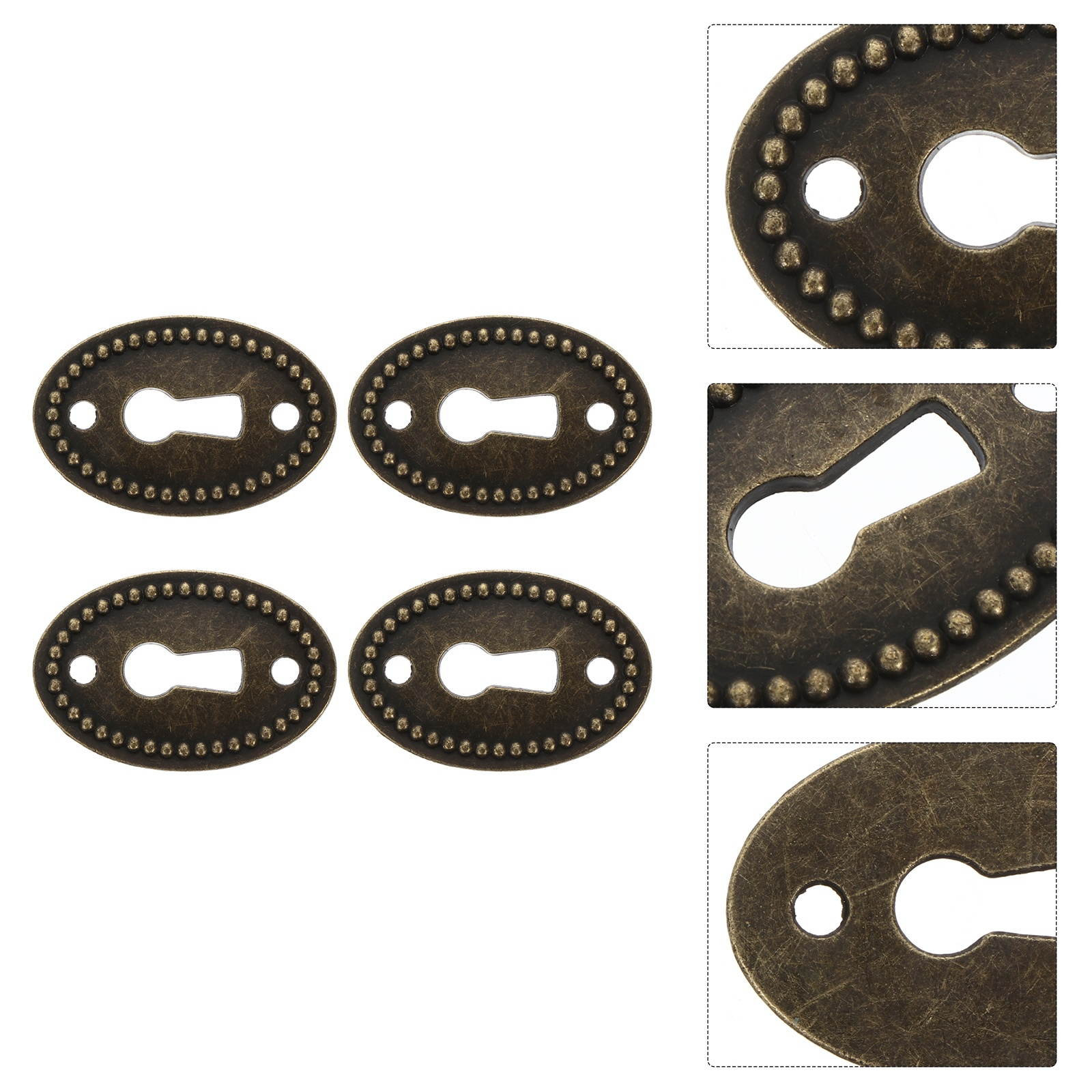 20pcs Oval Antique Keyhole Covers Ornamental Keyhole Escutcheon Plate for Drawer Cabinet
