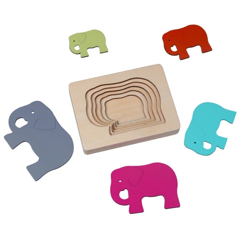 Candywood Children's Animal 3D Puzzles Wooden Toys Size Color Gradient Multi-layer Puzzle Kids Educational Toys