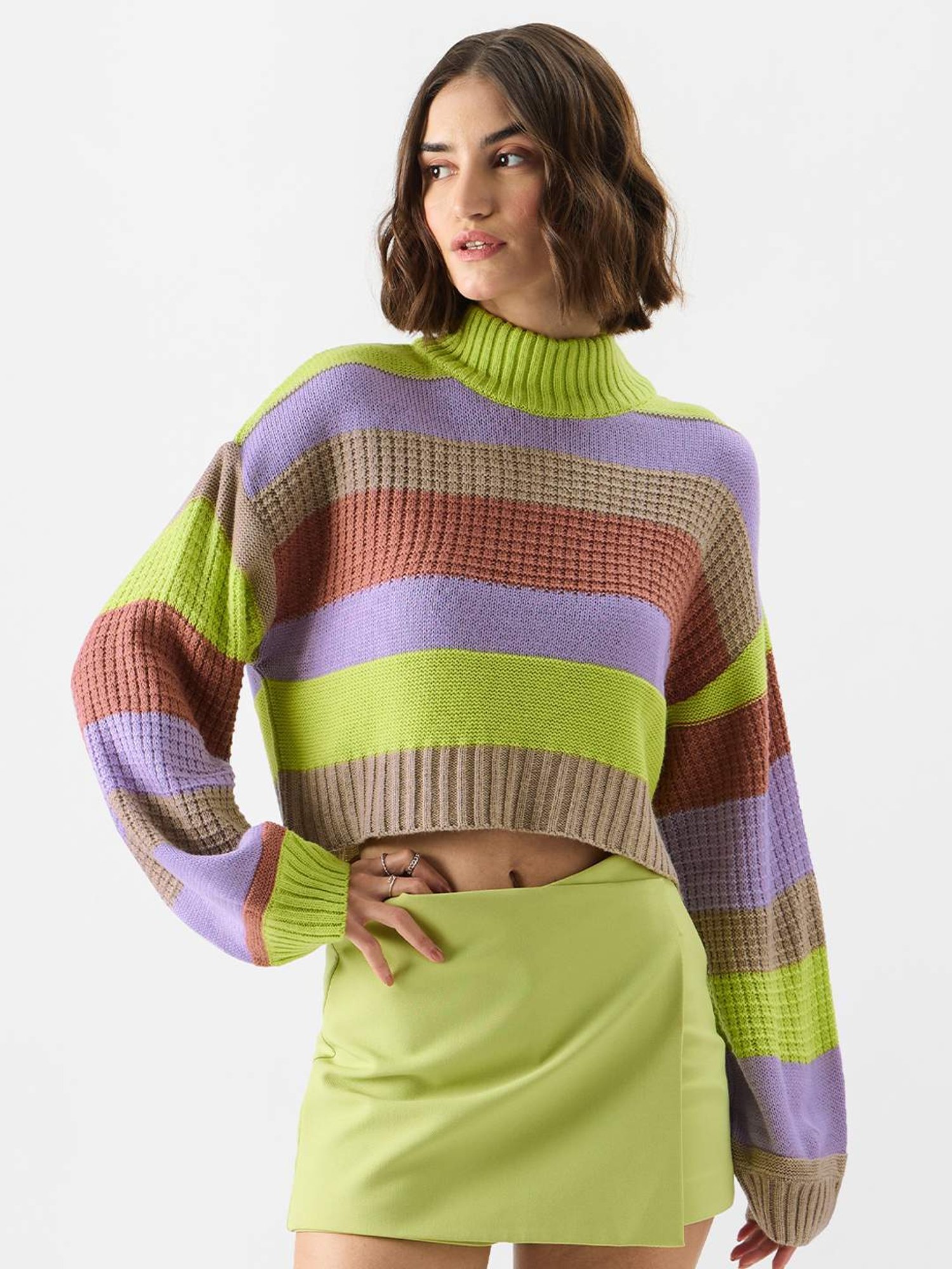 The Souled Store Multicolored Color-Block Sweater