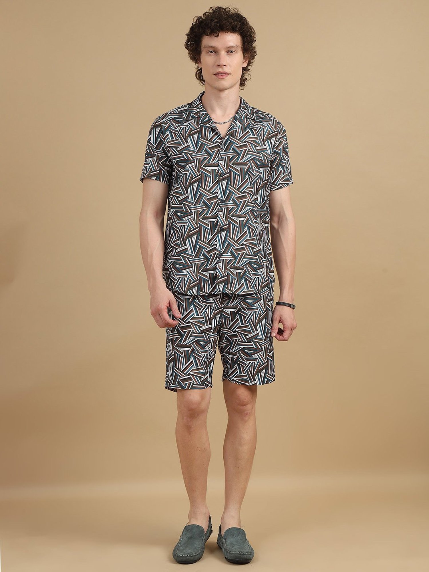Bushirt Multicolor Regular Fit Printed Shirt & Shorts Set