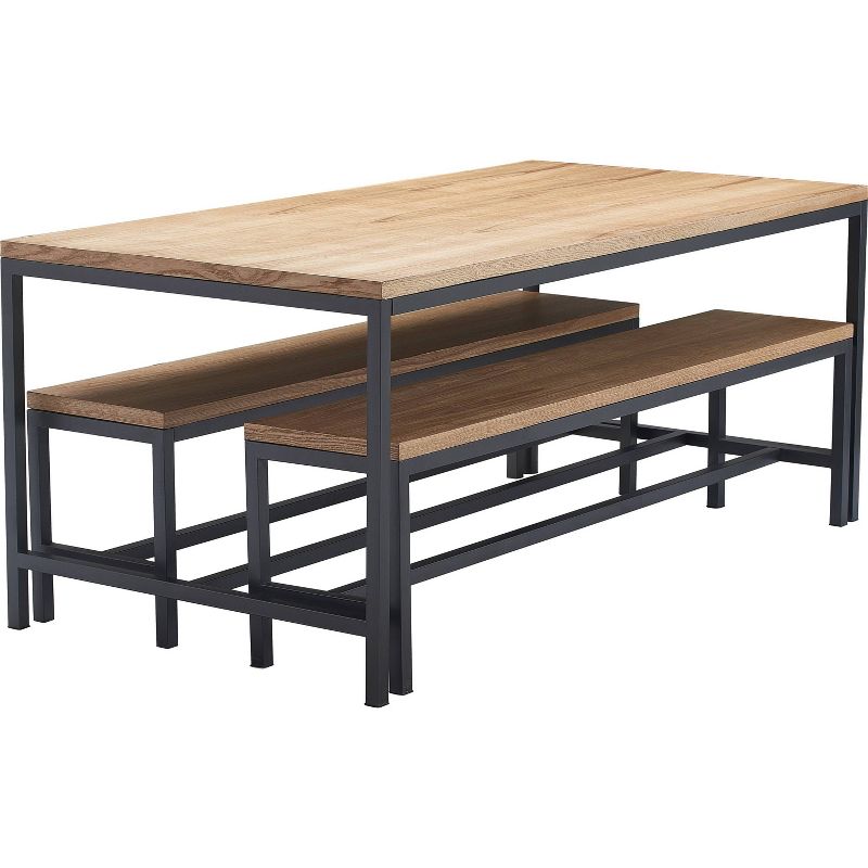 Dobson Natural Wood and Black Metal Dining Table Natural - Finch