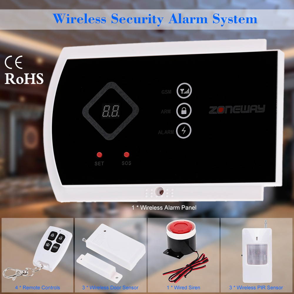 ZONEWAY Wireless ANDROID IOS APP Phone Control GSM SMS Autodial Home Burglar Alarm Security System