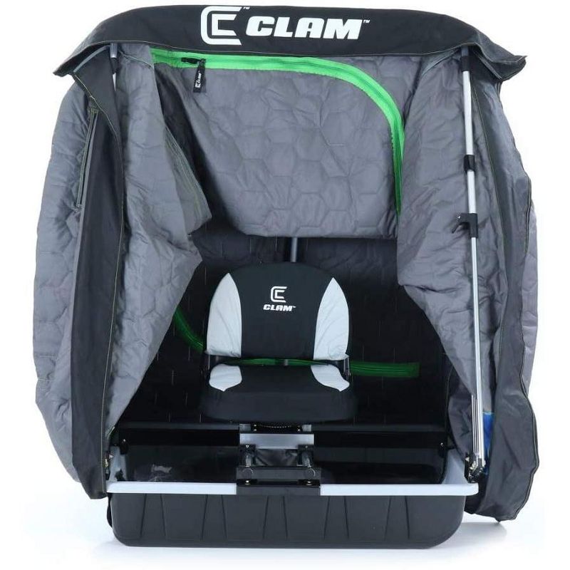 Clam 10941 Legend XL Thermal Ice Team Edition Fishing Shelter with Deluxe Swivel Seat, Blue/Gray