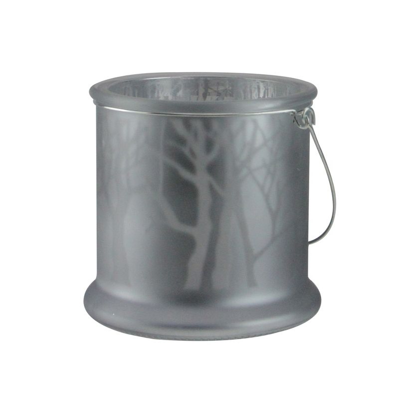 Kaemingk 9" Winter Light Frosted Silver Glass Candle Lantern Christmas Decoration