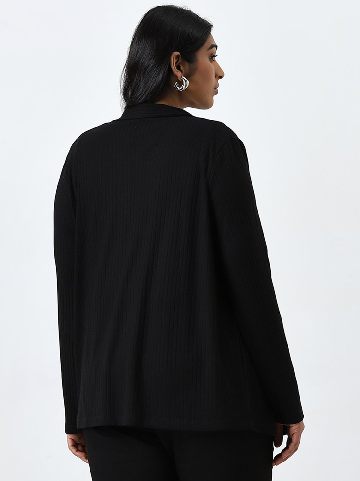 Gia by Westside Black Self-Striped Shrug