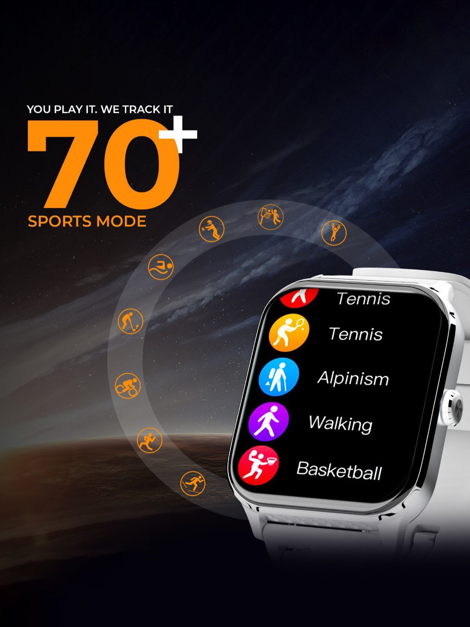 beatXP Marv 1.85 inch HD Screen Ultra Thin Bezel, BT 5.3 Calling Smartwatch (Iced Silver Strap)