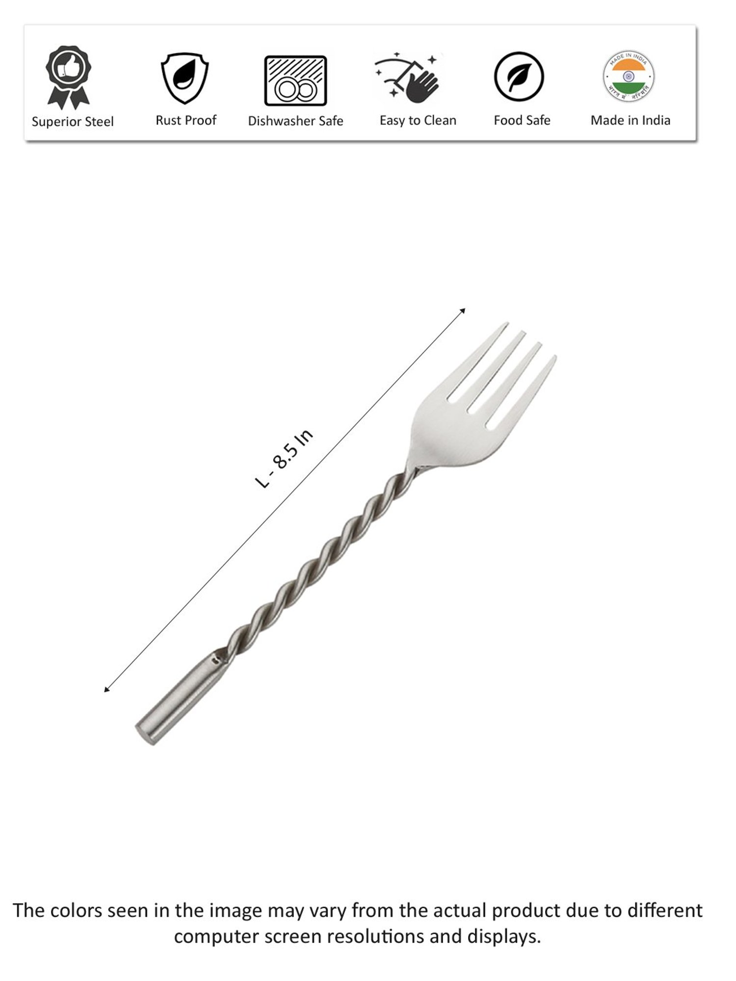 VarEesha Silver Stainless Steel Twisted Handle Forks - Set of 6