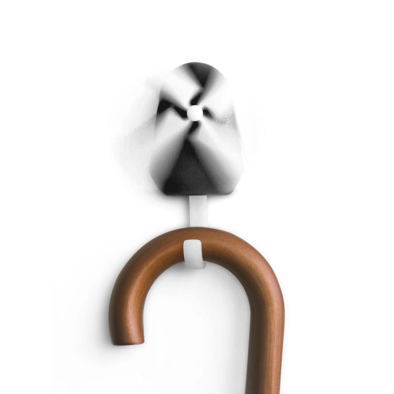 Design Ideas Windmill Wall Hook - Wall Mounted Organization - White & Black, 3" x 1" x 0.8"