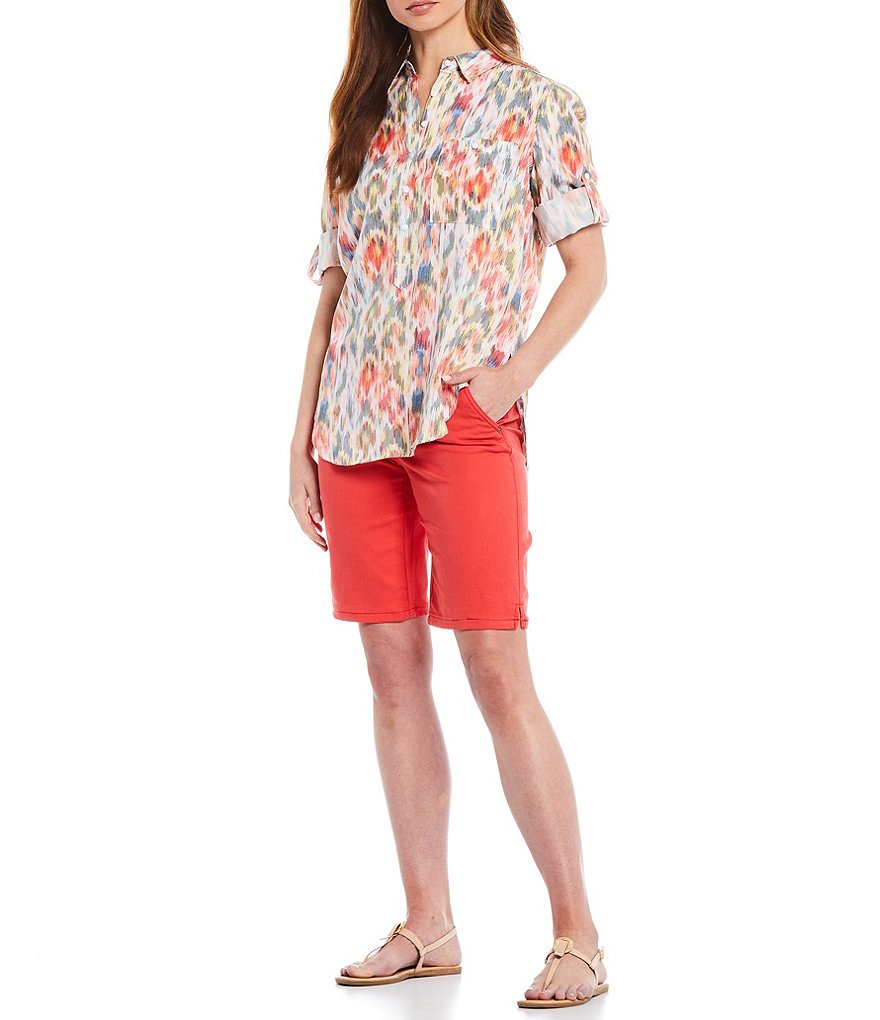 Calessa Floral Embroidered Round Neck Short Sleeve Tunic