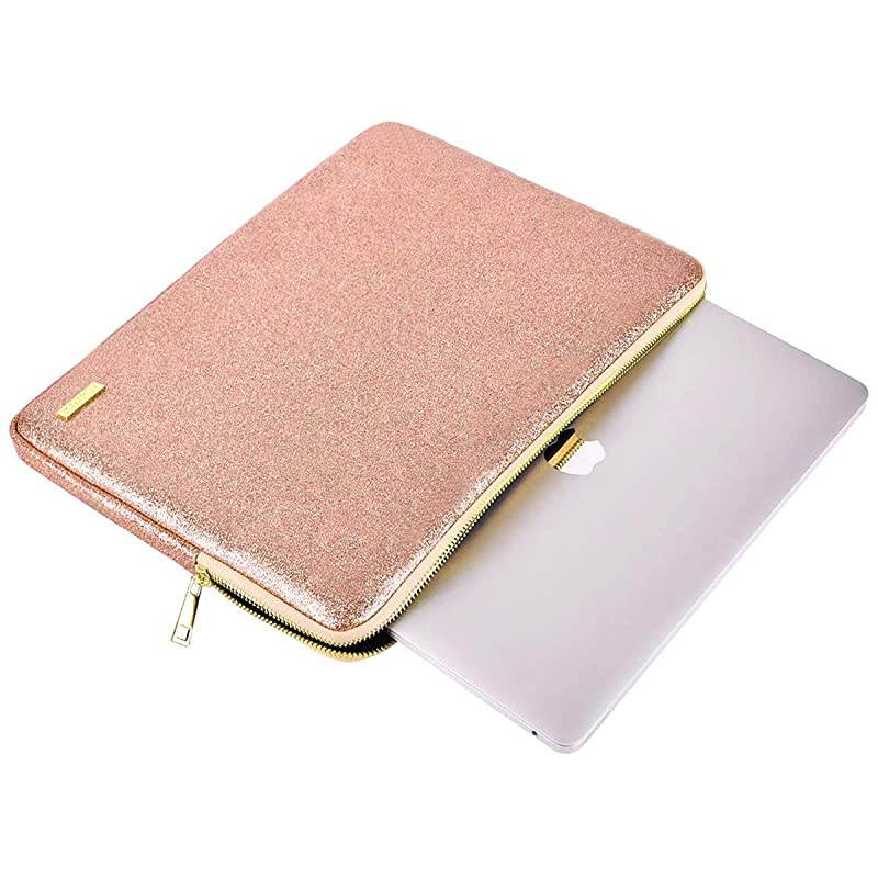 Sleeve Case Bag 13inch- Waterproof Glitter PU Leather Protective Cases Cover Compatible 13.3 Inch MacBook Air Pro Retina /Surface , Rose Gold