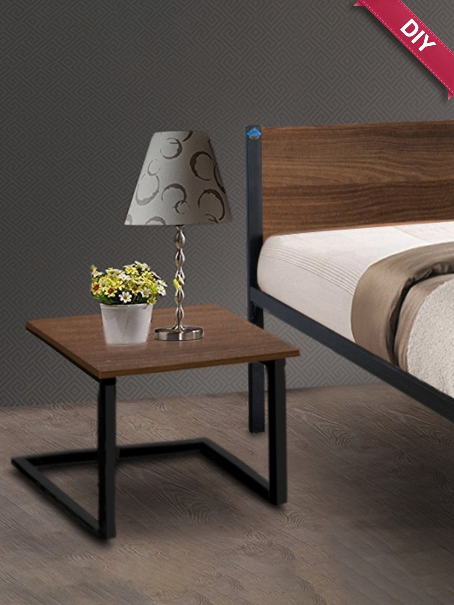 Delite Kom Ren Acacia Dark Metal Side Table