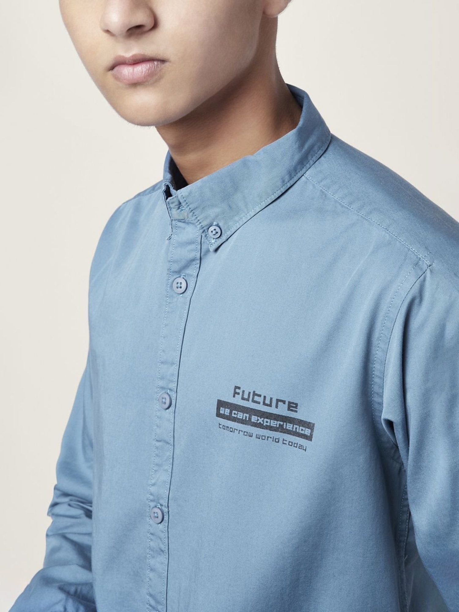 Coolsters by Pantaloons Kids Blue Cotton Printed Full Sleeves Shirt