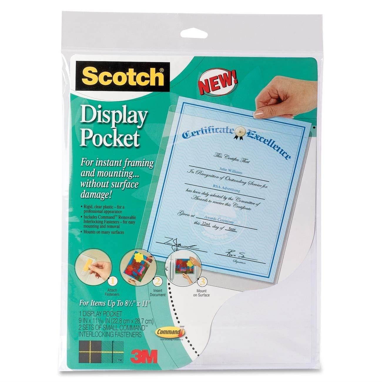 3M WL854C Scotch Display Pocket, Plastic 8-1/2 x 11 Insert, Clear, 1/Each