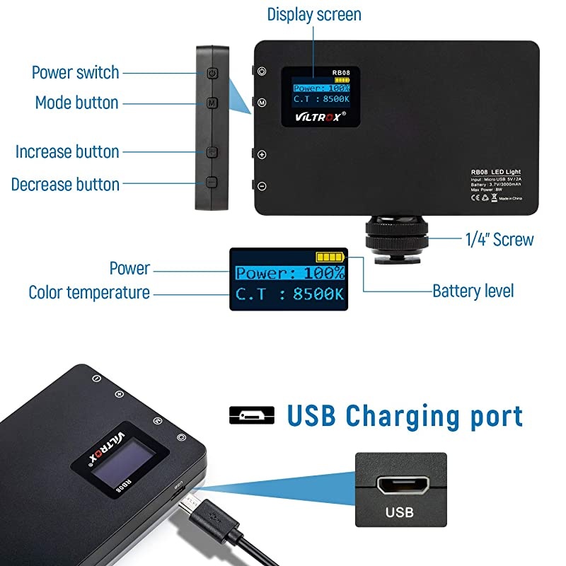 LED On Camera Video Light, Video Conference Lighting Kit with Mini Tripod, Pocket Photo Light Bi-Color 2500-8500K Panel Lights Photography Lighting for Video Recording Photoshoot Zoom Lighting