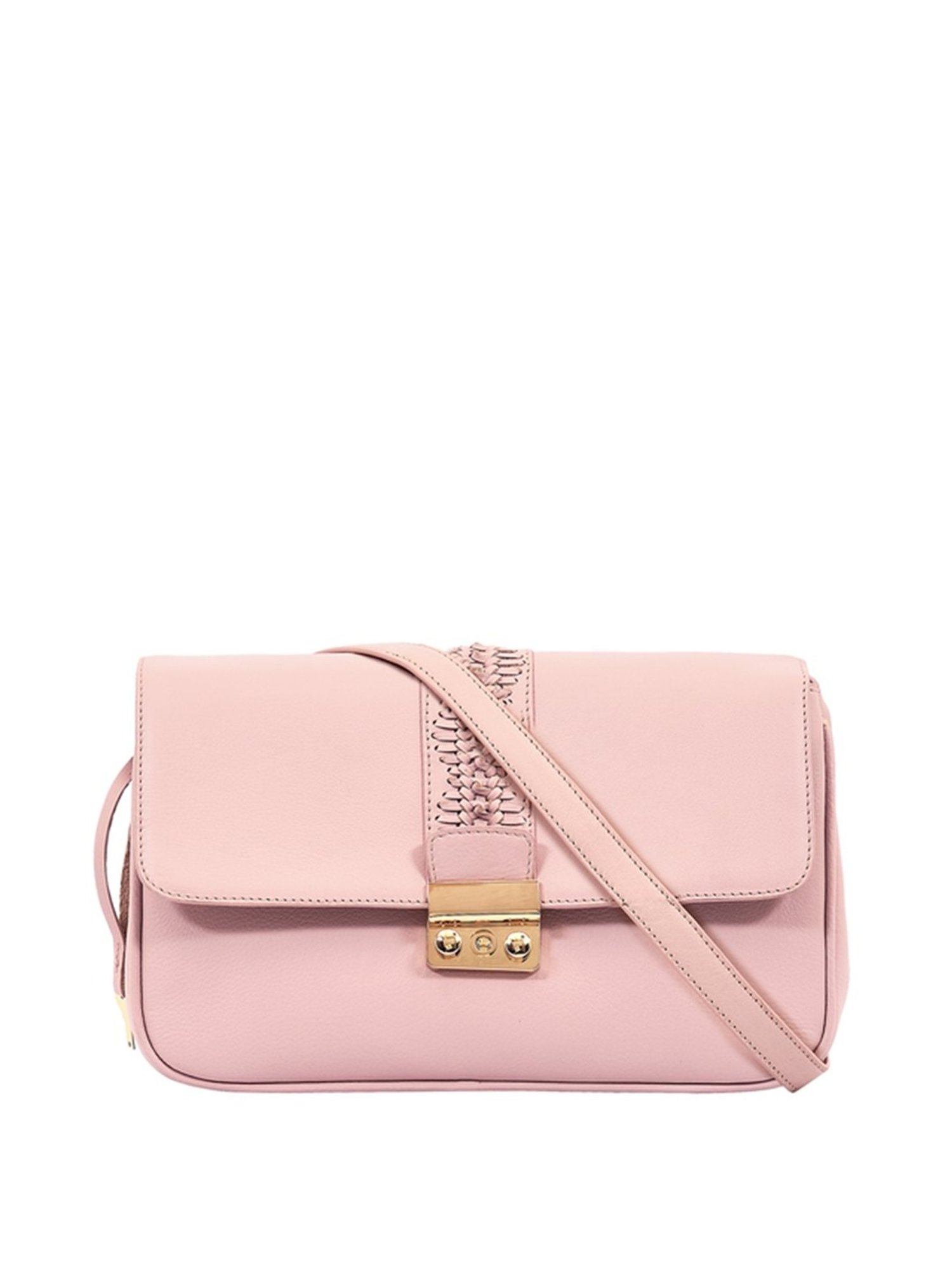 Eske  Pink Solid Medium Sling Handbag