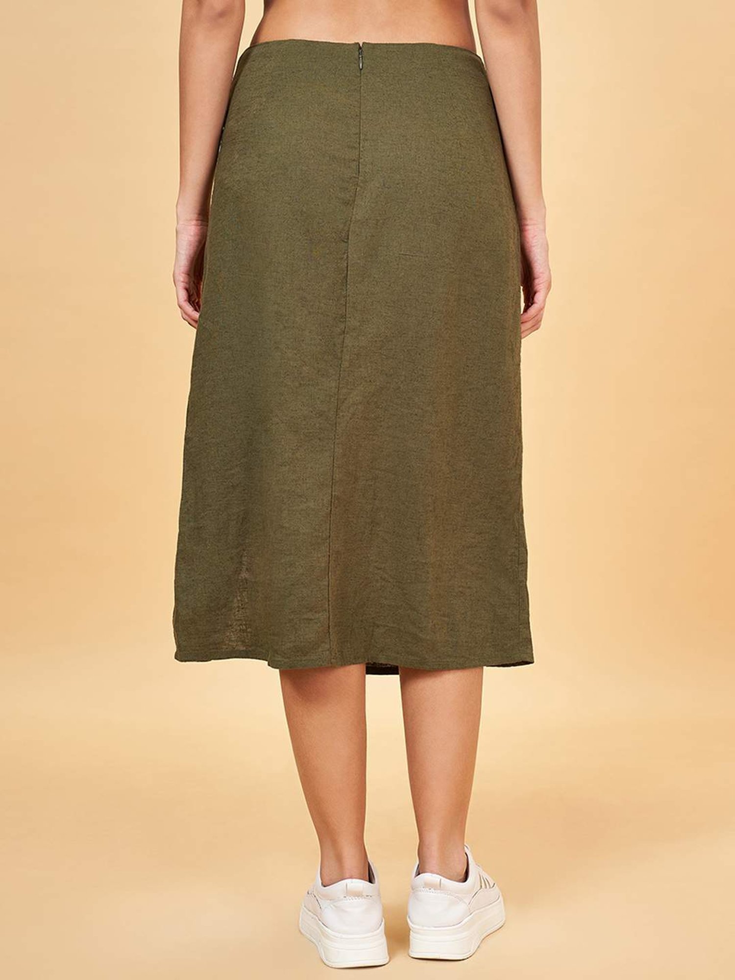 Honey by Pantaloons Green Cotton A-Line Skirt