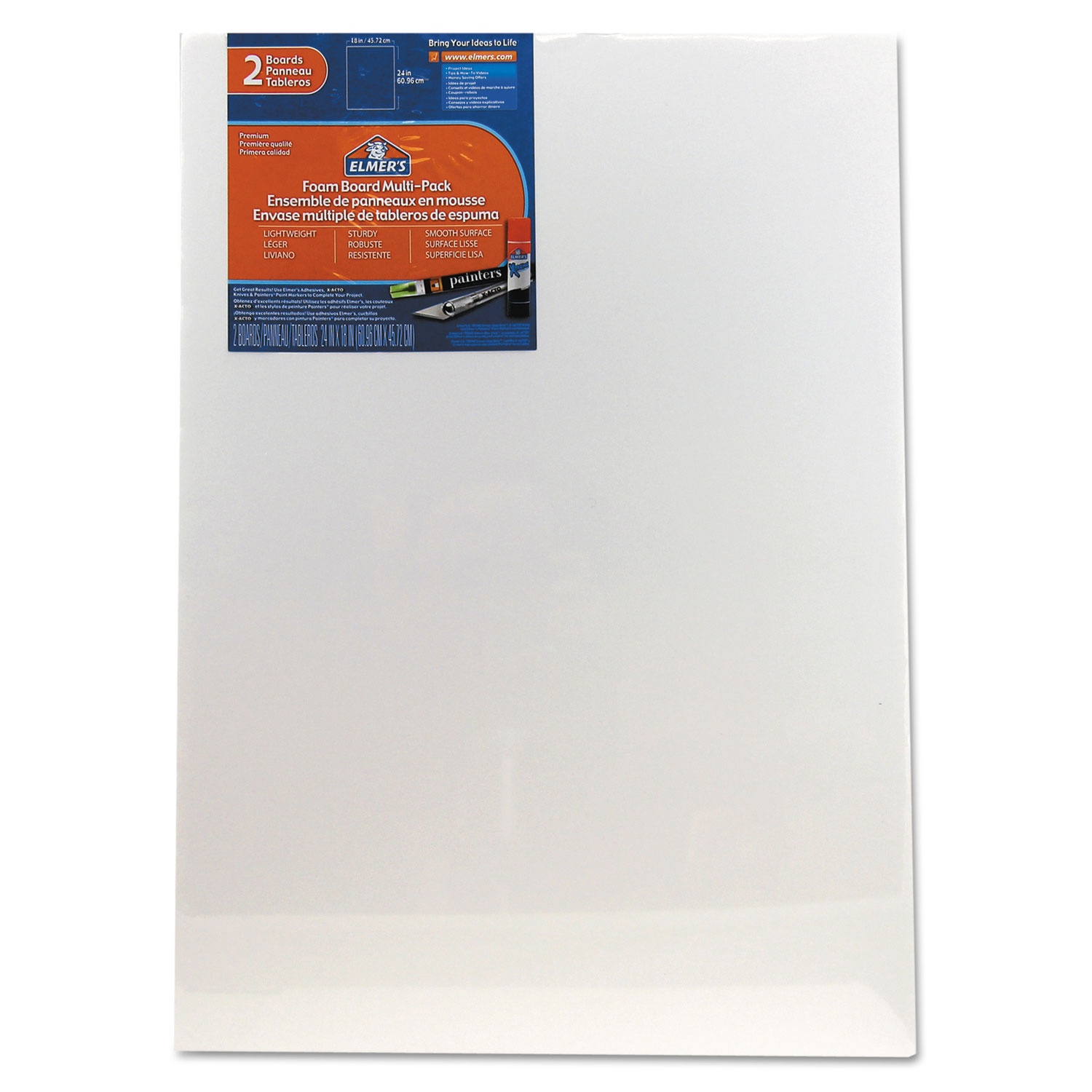Elmer's Pre-Cut White Foam Board Sheets, 18 x 24, 2/PK