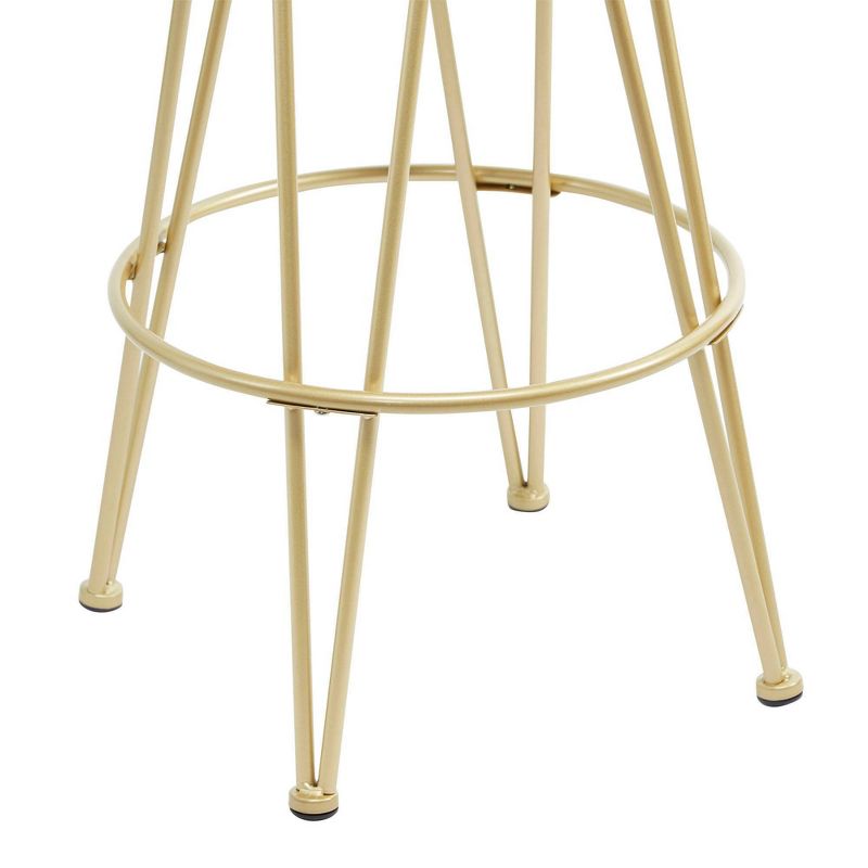 29" Upholstered Backless Barstool with Round Seat Cream/Gold - Silverwood