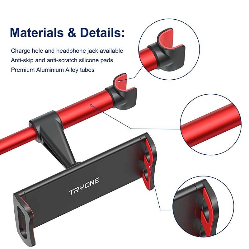 Car Headrest Mount  Tablet Headrest Holder Compatible with SmartphonesTabletsSwitch 47quot105quot Headrest Posts Width 49in59inRed