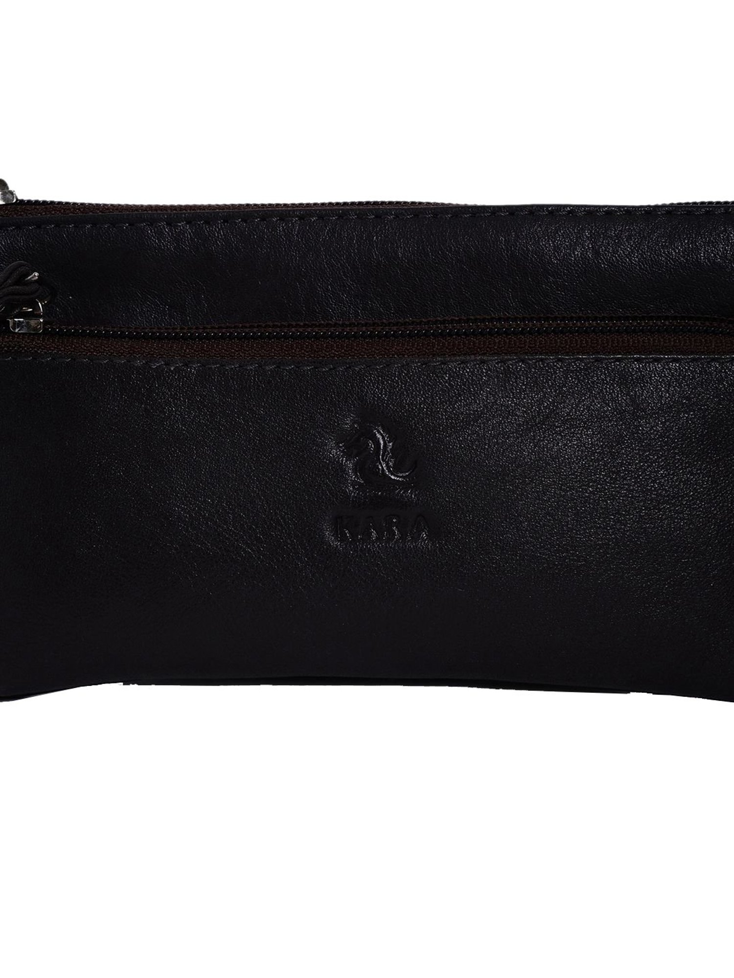 Kara Brown Solid Leather Wristlet