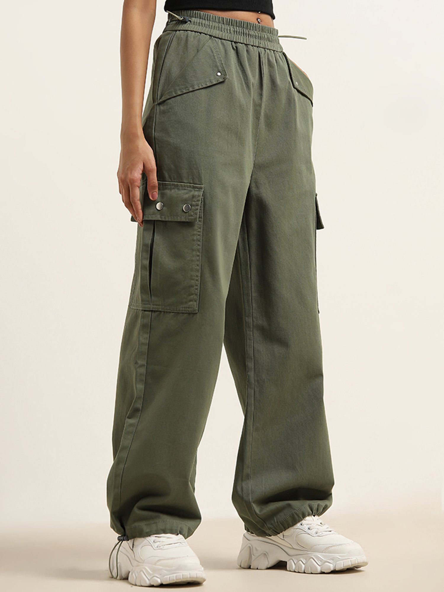 Nuon by Westside Olive Relaxed-Fit High-Rise Jeans