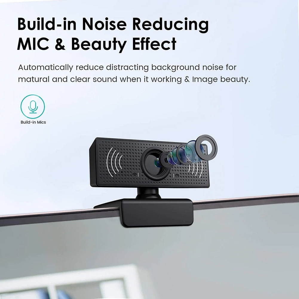 Portable 1080P FHD USB Webcam Video Recording Live Streaming Web Camera with Microphone for Computer PC