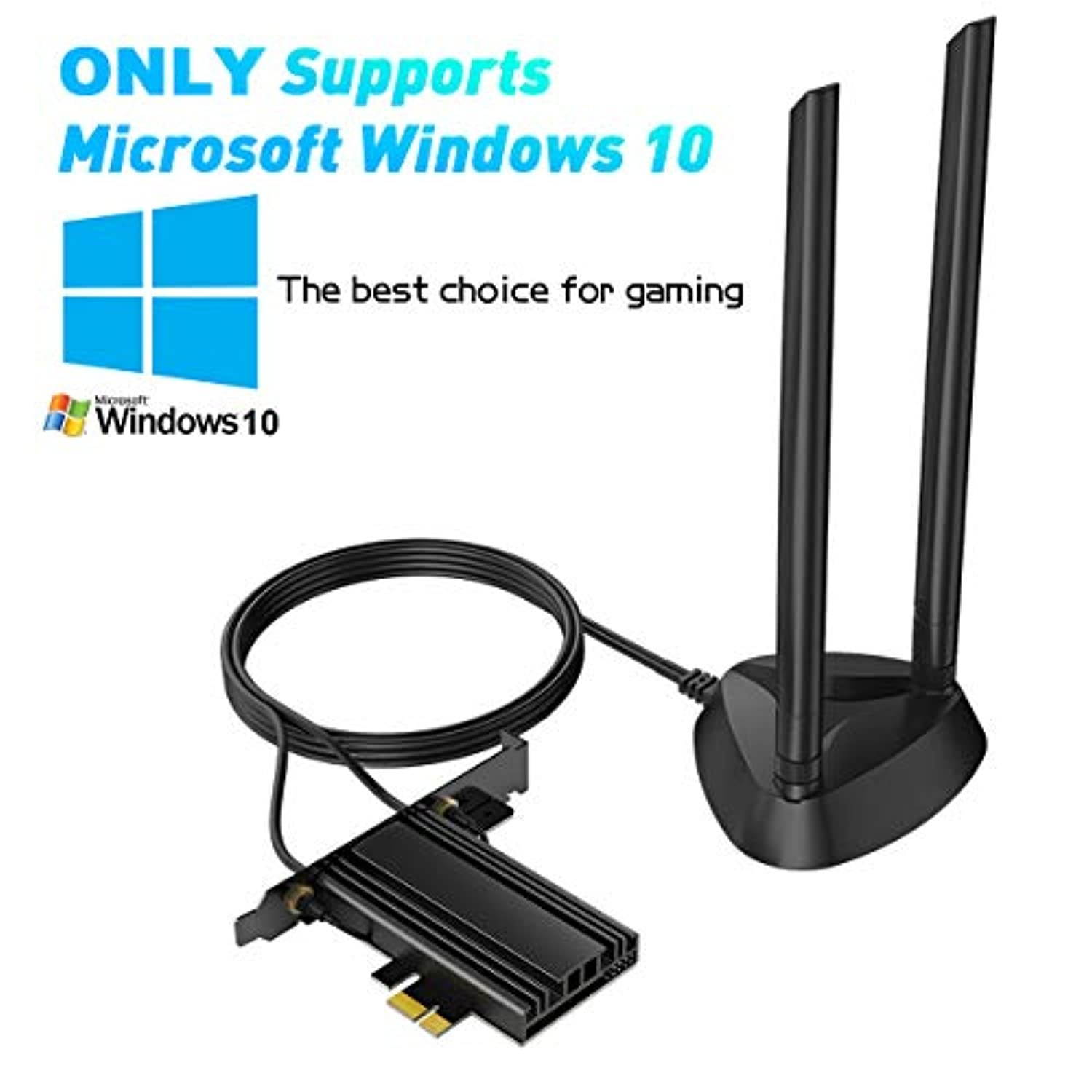 Rocketek WiFi 6 Wireless Network Card for PC, Wireless PCIE WiFi Network Card Up to 3000Mbps with Bluetooth 5.0 Intel AX200 Chip,Ultra-Low Latency 802.11AX Dual-Band PCI-E Card Only for W (HW-WF021-B)