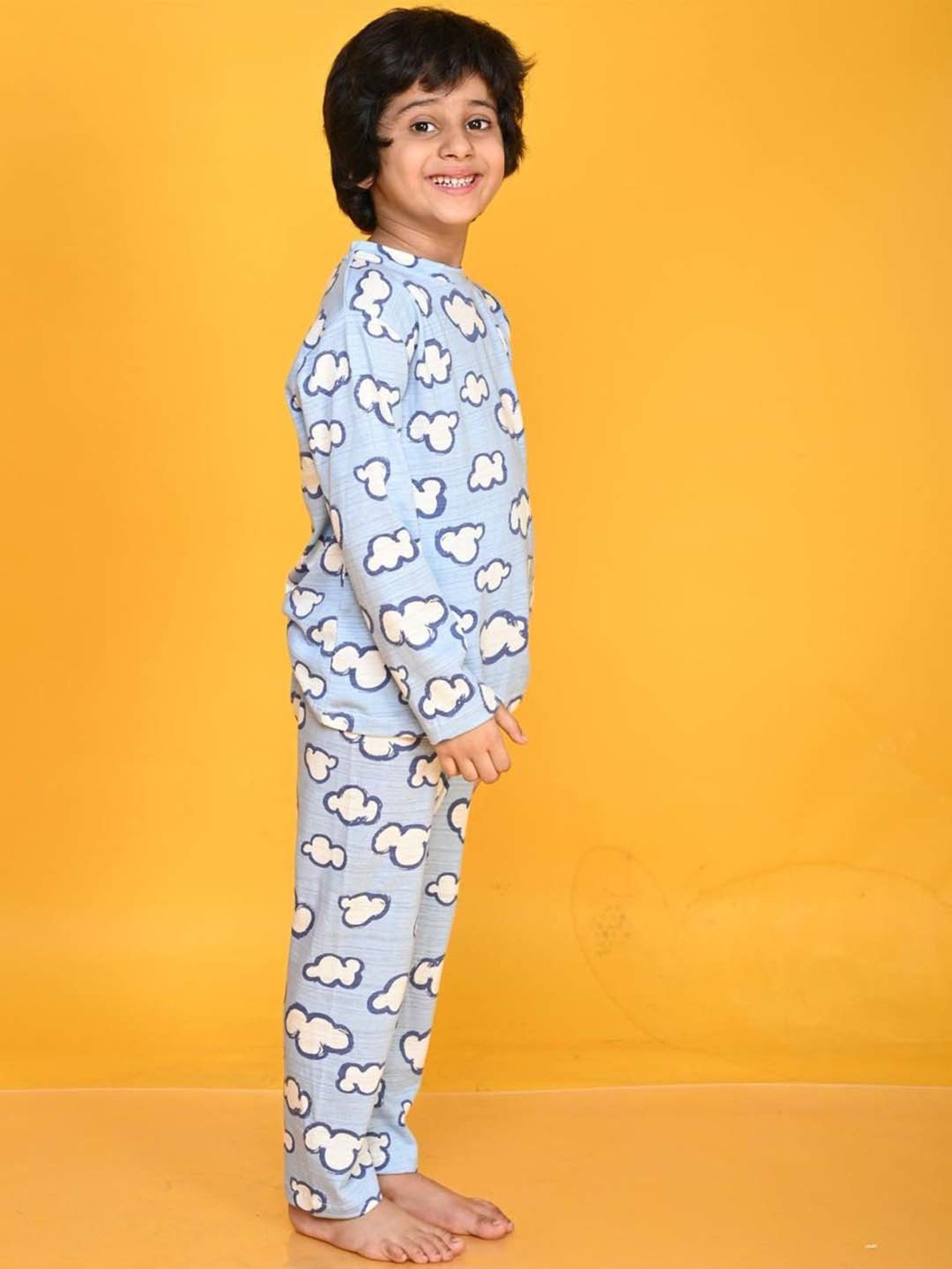 Anthrilo Kids Sky Cotton Printed Full Sleeves T-Shirt & Trouser