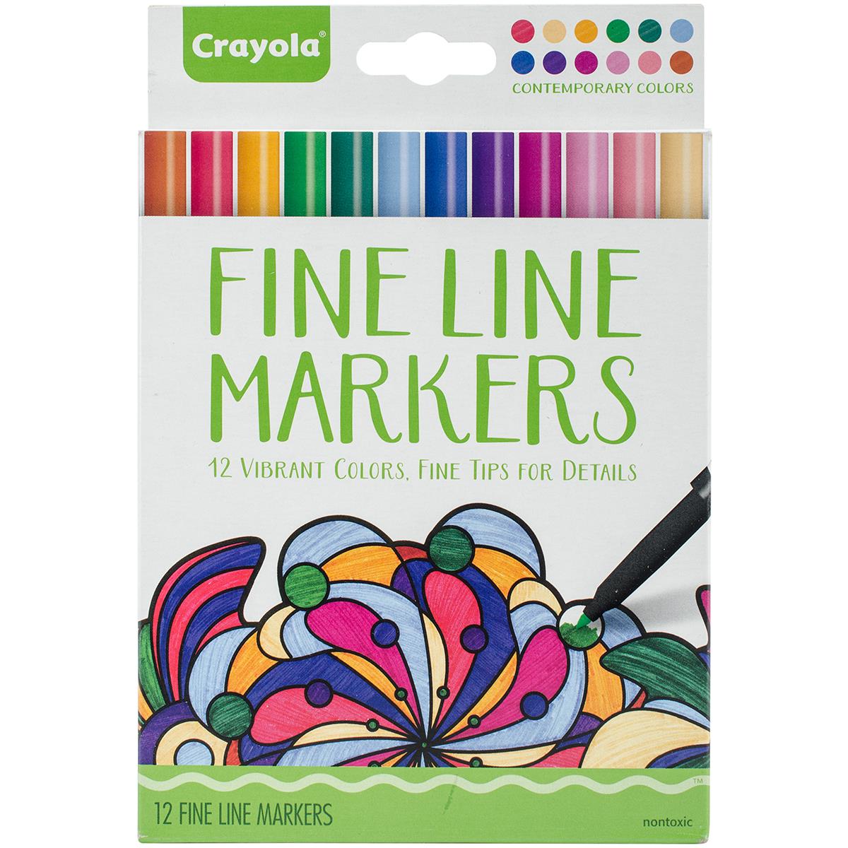 Crayola Contemporary Colors Fine Line Markers Set - Assorted Ink - 12 / Set CYO587714