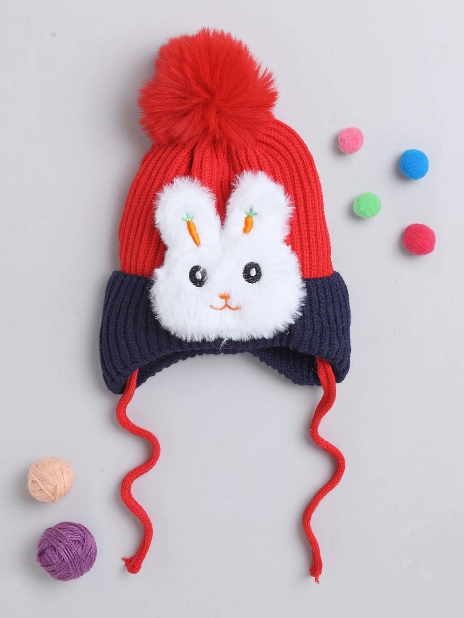 The Magic Wand Kids Red & White Applique Winter Cap