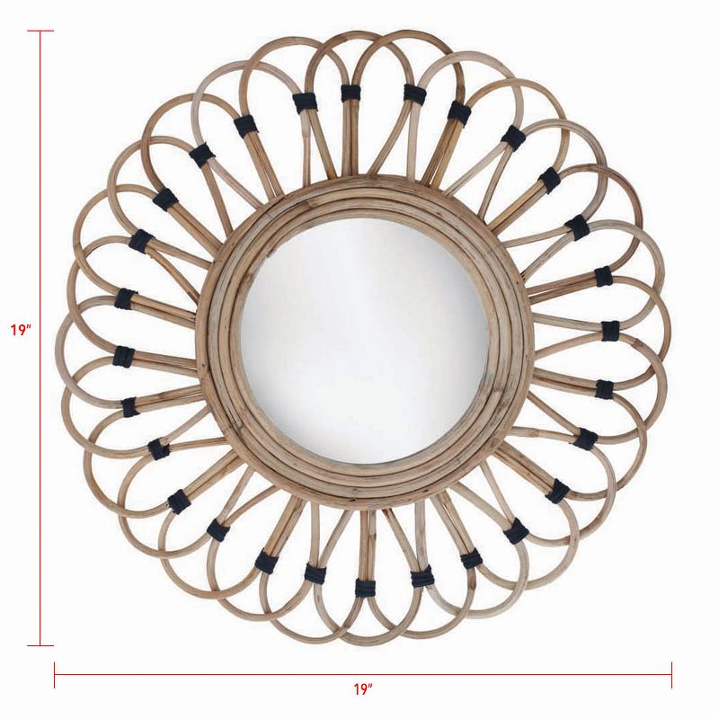 19 inch Diameter Round Wrapped Rattan Wall Mirror - Foreside Home & Garden