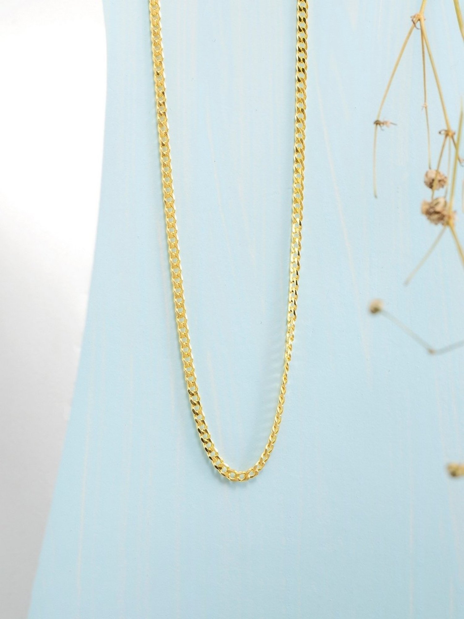 Zavya Elegant Golden Plated 92.5 Sterling Silver Curb Chain