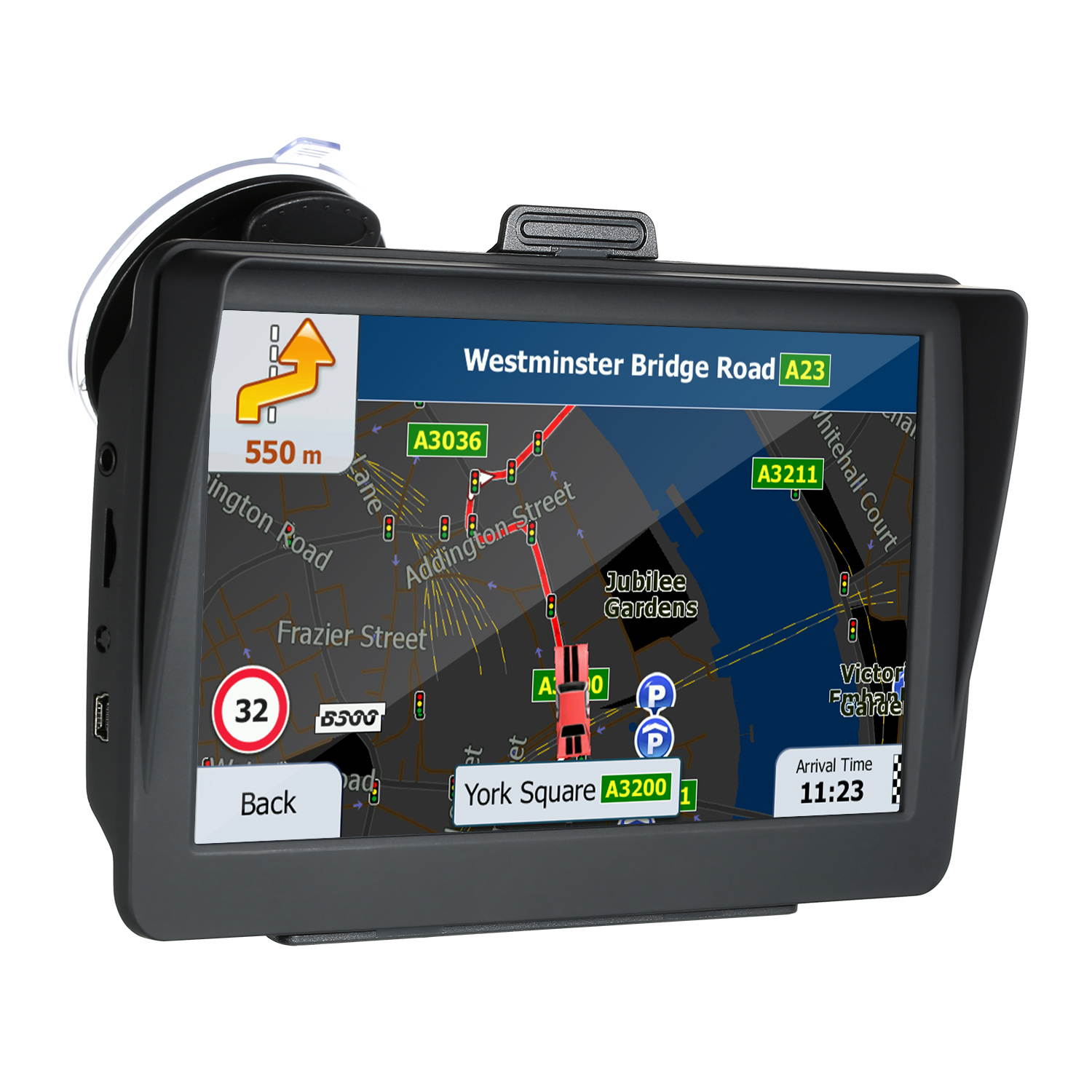 7"HD GPS Navigation System 8G Voice Guidance and Directional Speed Limit Alerts with 3D Europe Maps