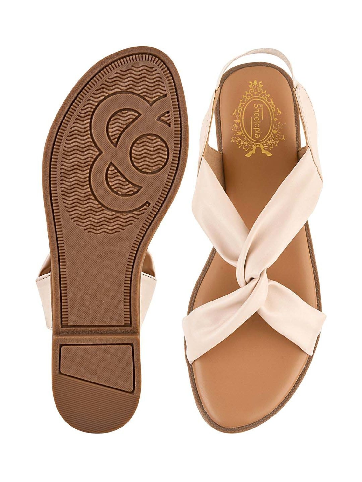 Shoetopia Kids Cream Cross Strap Sandals