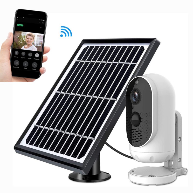 Ochine Solar Powered Wireless Home Security System, 1080P Outdoor WiFi Camera Surveillance Camera, Night Vision, Human Motion Detection, 2-Way Audio, Cloud, IP65 Weatherproof