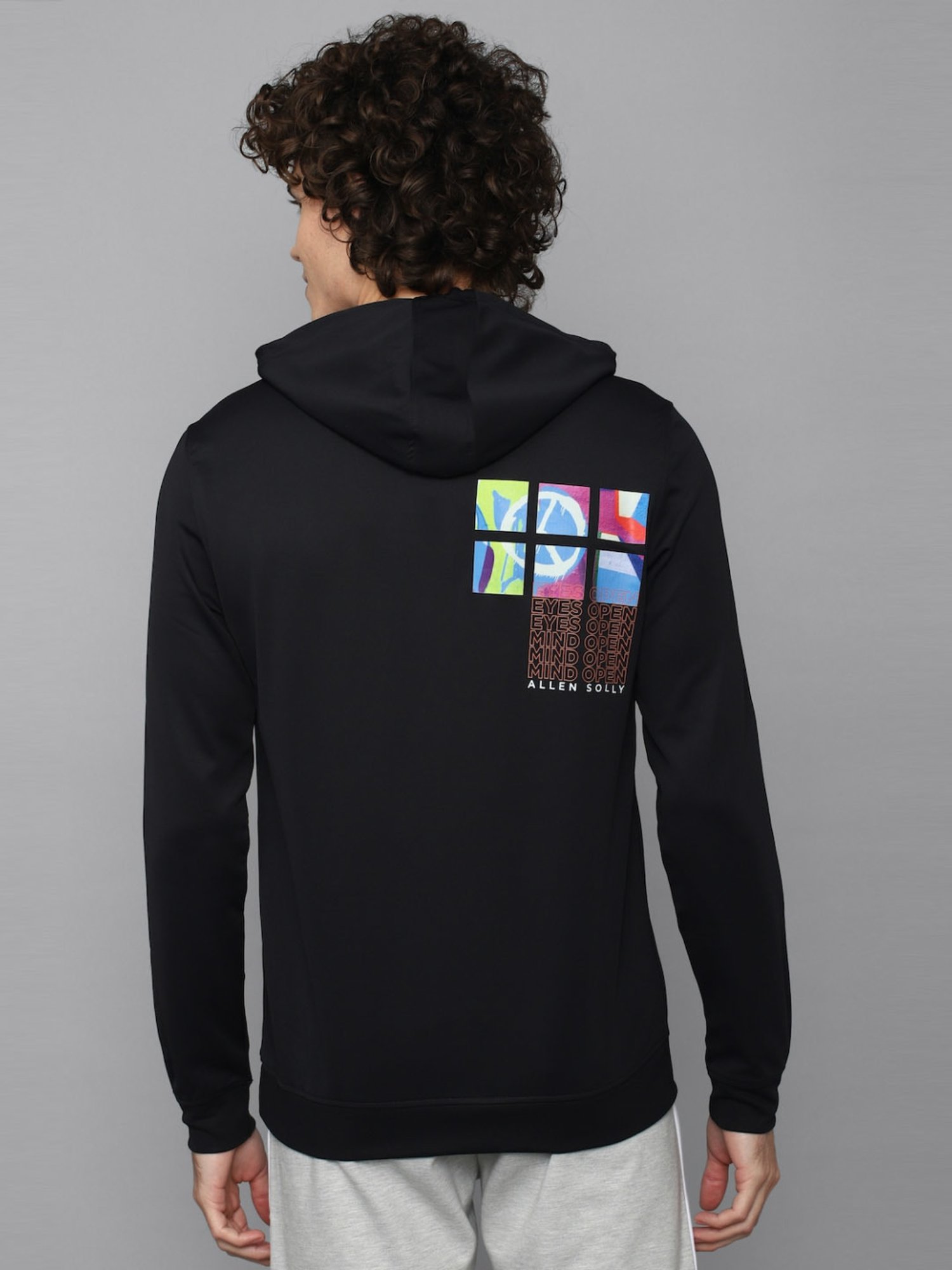 Tribe Black Regular Fit Printed Hooded Sweatshirt