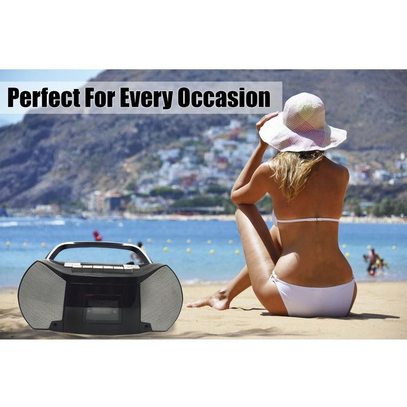 Naxa Portable CD/Cassette Boombox - 1 x Disc - 2.40 W - Silver, Black - CD-DA - Auxiliary Input