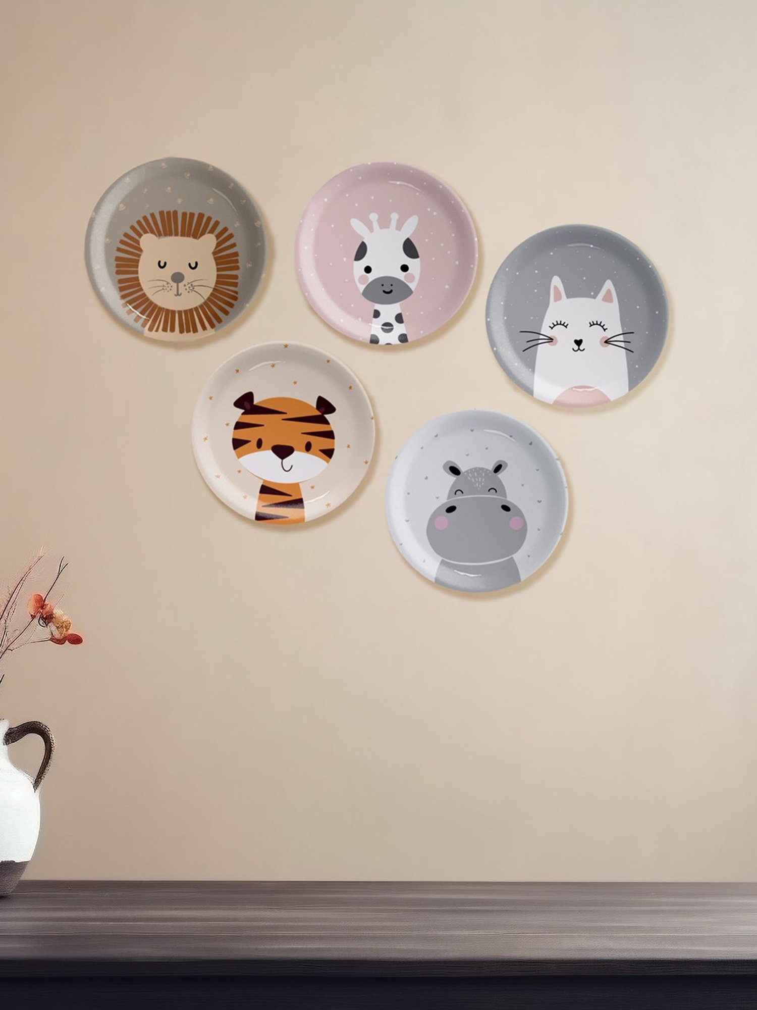 Nestroots Colorful Companions Grey Porcelain Decorative Wall Plate