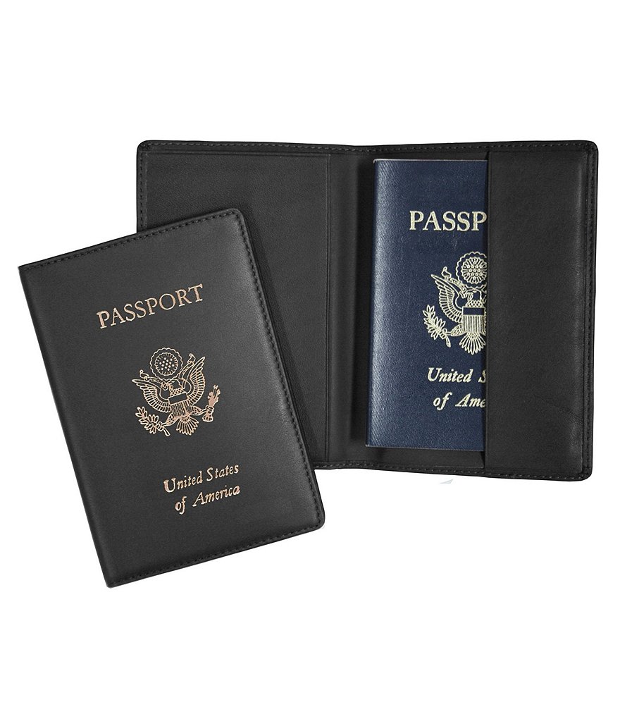 ROYCE New York RFID Blocking Gold Lettered Passport Case