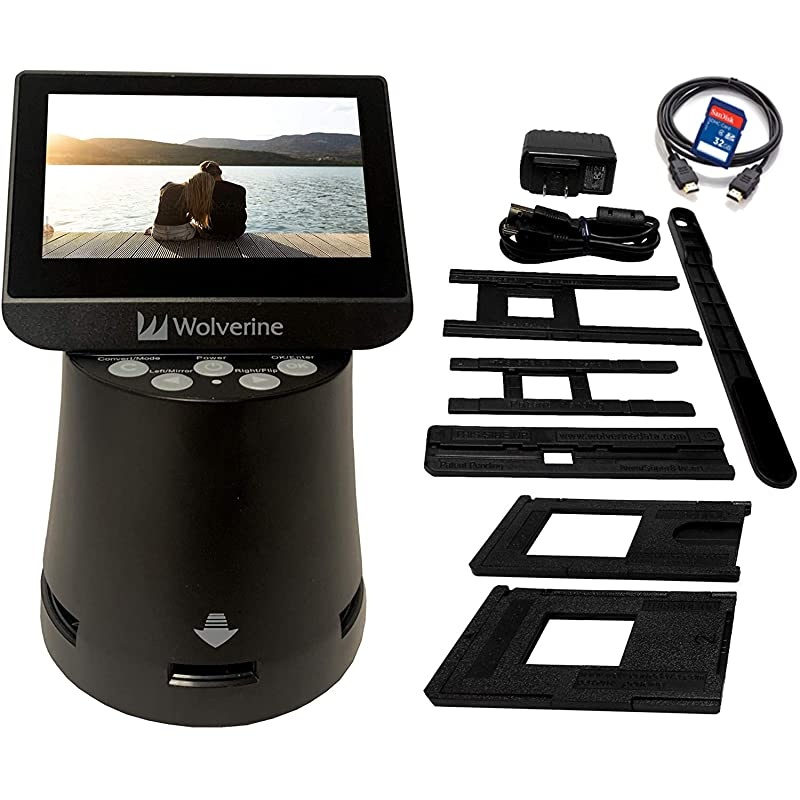 Titan 8-in-1 20MP High Resolution Film to Digital Converter with 4.3" Screen and HDMI Output, Worldwide Voltage 110V/240V AC Adapter, 32GB SD Card & 6ft HDMI Cable Bundle (Black)