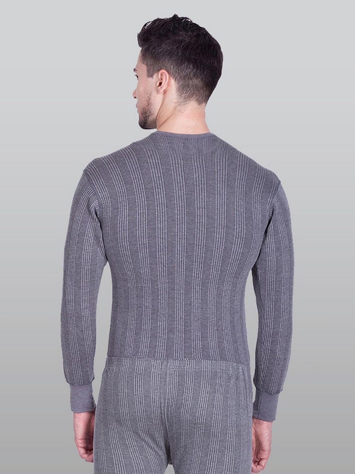 LUX Inferno Charcoal Skinny Fit Striped Thermal Top - Pack of 2