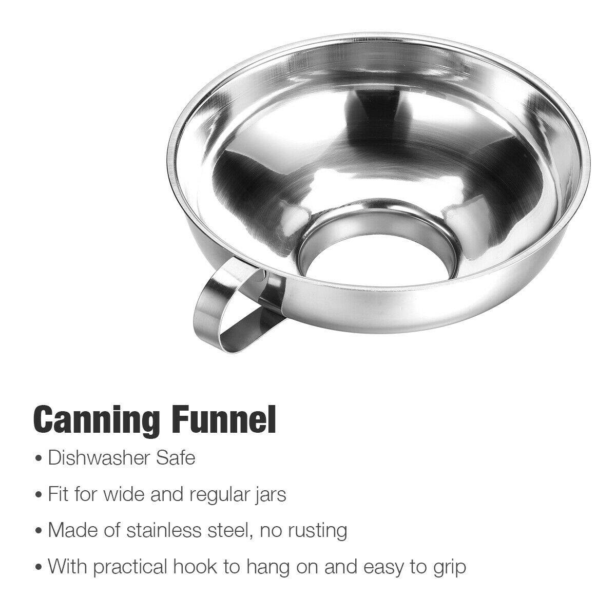 2pcs/set Stainless Steel Kitchen Canning Funnel for Wide and Regular Jars