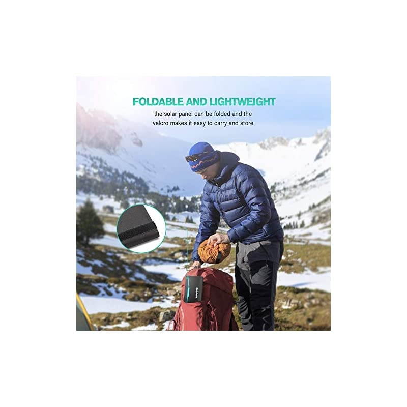 28W Foldable Portable Solar Charger with 2 USB Port, IPX4 Waterproof Hiking Camping Gear Sunpowered Charger Compatible with iPhone 12/11/11pro/Xs, iPad, MacBook, Samsung Galaxy, Camera etc.