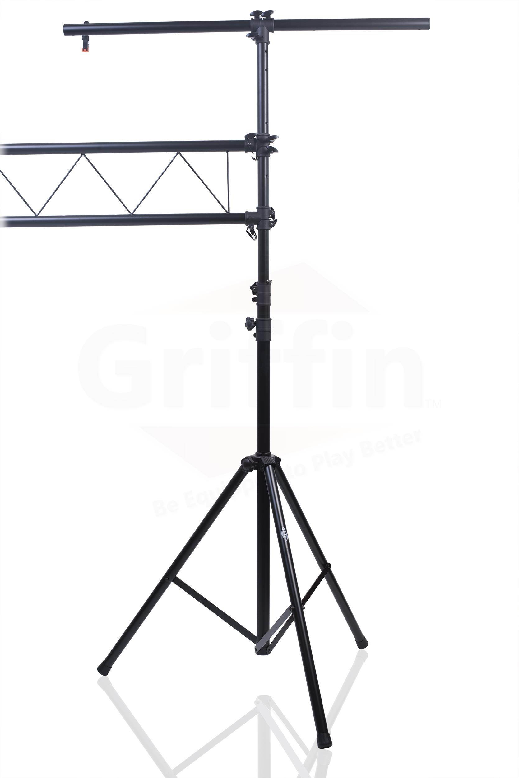 Light Truss Stand System by GRIFFIN | I-Beam Trussing Set & DJ Booth Platform Kit | Hanging Mount Lighting Package for Music Gear, PA Speakers, Can Lights | T-Bar Extension for Portable Audio Stage
