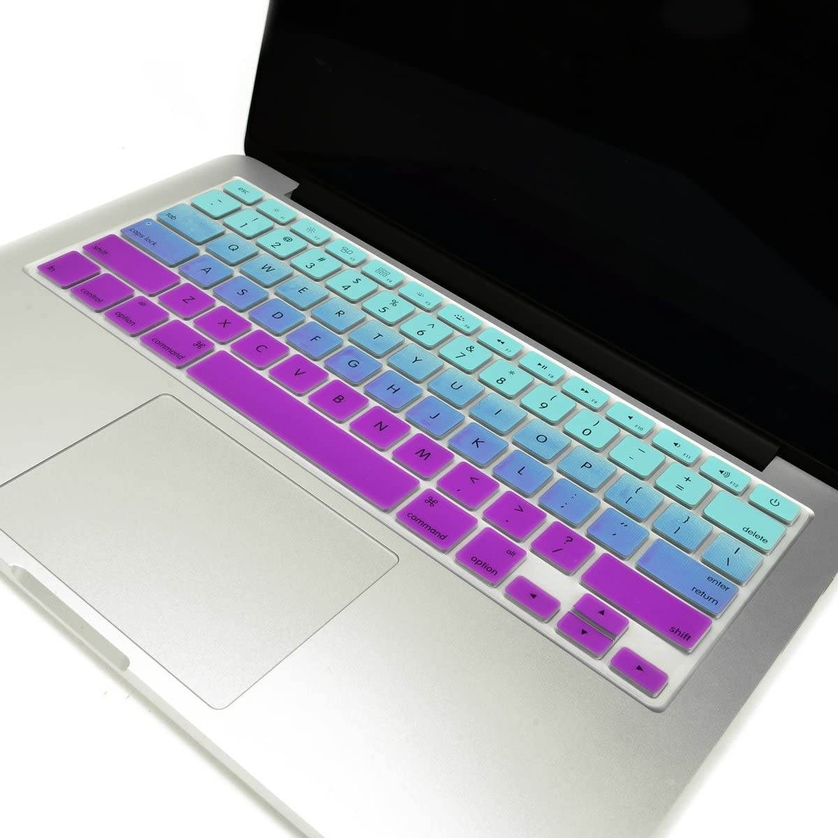 TOP CASE - Faded Ombre Series Keyboard Cover Skin Compatible with MacBook 13" Unibody/Old Generation MacBook Pro 13" 15" 17" /MacBook Air 13"/Wireless Keyboard-Light Blue&Purple
