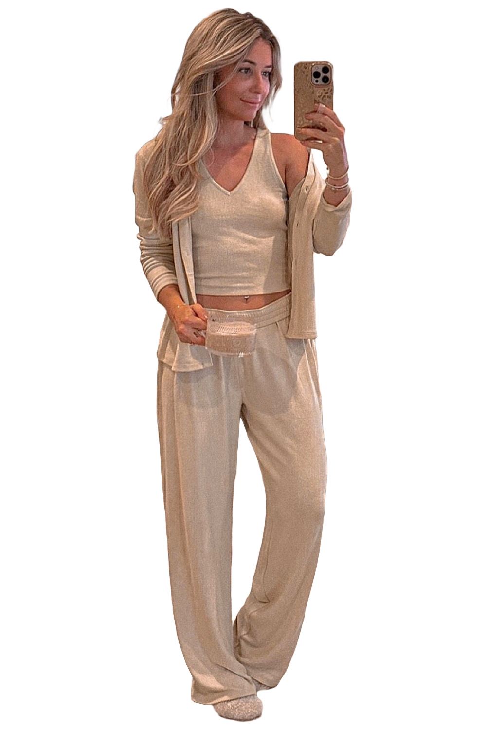 White Christmas Pullover and Drawstring Pants Pajama Set