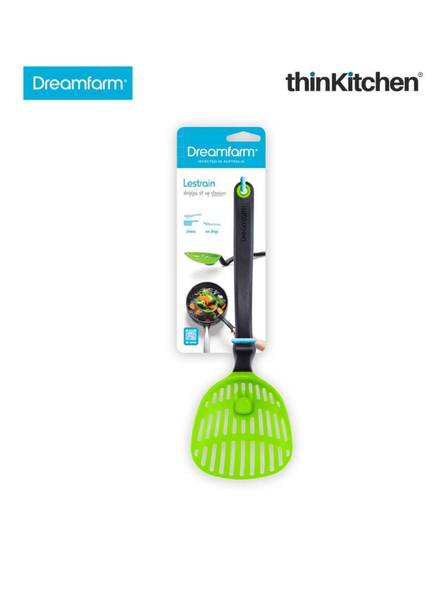 Dreamfarm Green Nylon Lestrain Drip-Catching Sit-Up Scoop Strainer