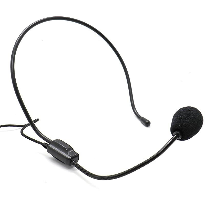 of 2 HeadMicrophone Flexible Wired Boom for Voice AmplifierTeachers Speakers Coaches Presentations Seniors and More Black
